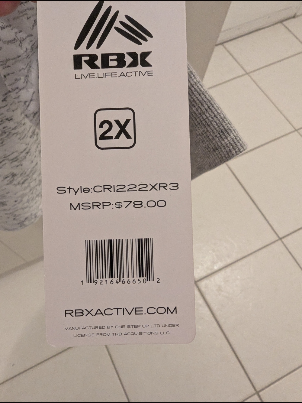 NWT RBX White Heathered Active Pullover 2X - Picture 4 of 7